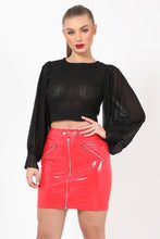 Load image into Gallery viewer, Chiffon Bell Sleeve Crop Top (Juniors)