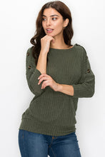 Load image into Gallery viewer, Ribbed Button Shoulder Sweater Knit Top
