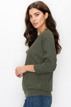 Load image into Gallery viewer, Ribbed Button Shoulder Sweater Knit Top
