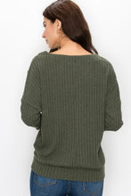 Load image into Gallery viewer, Ribbed Button Shoulder Sweater Knit Top
