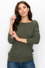 Load image into Gallery viewer, Ribbed Button Shoulder Sweater Knit Top
