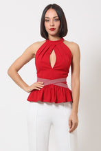 Load image into Gallery viewer, Halter Neck Peplum Top (Juniors)
